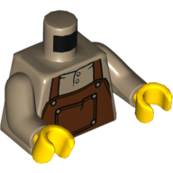 Lego Torso Apron, Reddish Brown with Pocket print, Dark Tan Arms, Yellow Hands / Dark Tan