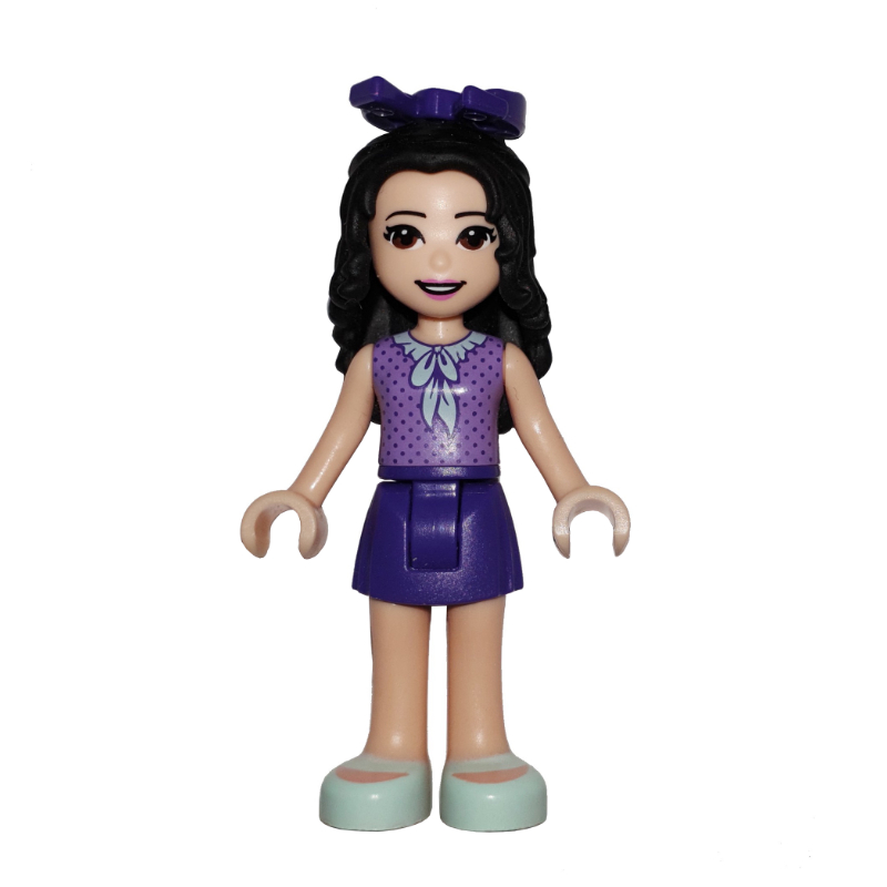 Lego Emma - Medium Lavender Dotted Top, Dark Purple Skirt, Bow