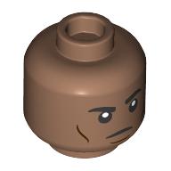 Lego Minifig Head Blaise Zabini, Dark Brown Lines, Angry print / Medium Brown