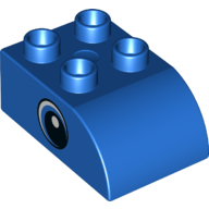 Lego Duplo Brick 2 x 3 with Curved Top with Black and White Eye Print / Blue