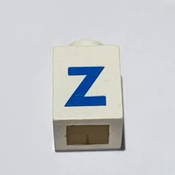 Brick 1 x 1 with Blue 'Z' Print (Bold Font) / White