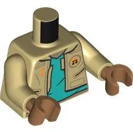 Torso, Jacket, Music Note, Dark Turquoise Shirt Print, Tan Arms, Medium Nougat Hands / Tan