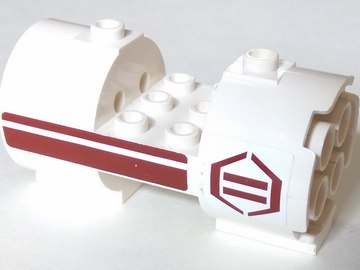 Lego Cylinder 3 x 6 x 2 2/3 Horizontal with Dark Red Stripes and Hexagon Pattern Model Left (Stickers) - Set 8085