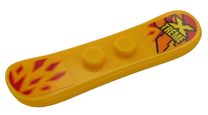 Lego Minifigure, Utensil Snowboard Small with 'X TREME' and Red Spikes Pattern (Stickers) - Set 60203