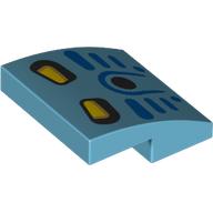 Lego Brick Curved 2 x 2 x 2/3 with Takua Mask print / Medium Azure