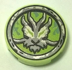 Tile, Round 2 x 2 with Bottom Stud Holder with Airjitzu Ghost Symbol Pattern