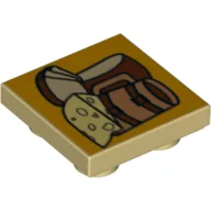 Tile Special 2 x 2 Inverted with Food and Drink on Yellow Background Print / Tan