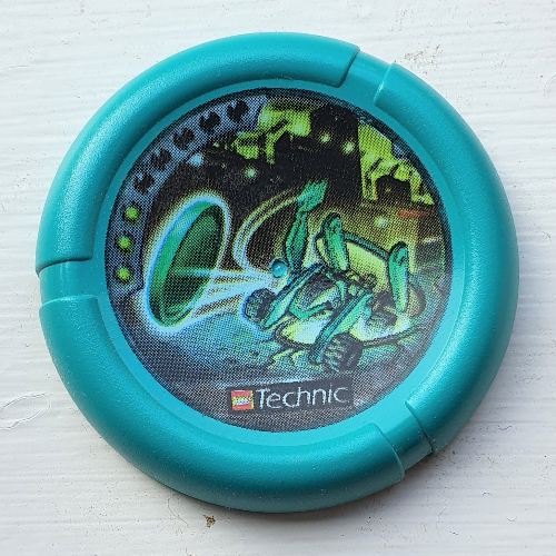 Lego Large Figure Throwing Disk, Turbo / City, 3 Pips, Turbo Throwing Disk Print / Dark Turquoise