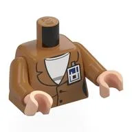 Torso, Coat, White Shirt, ID Badge Print, Medium Nougat Arms, Light Nougat Hands / Medium Nougat