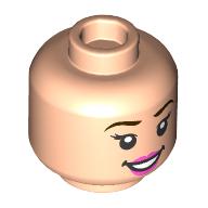 Lego Minifig Head Cinderella / Wendy Darling, Reddish Brown Eyebrows, Pink Lips, Open Mouth Smile / Closed Mouth Smile print / Light Nougat