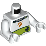 Lego Torso Space Suit with Orange Emblem and Lime Panel Print, White Arms and Hands / White