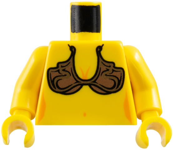 Lego Torso Female Copper and Gold Bikini Bra, Bare Stomach with Navel Pattern / Yellow Arms / Yellow Hands