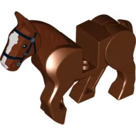 Animal, Horse, Moveable Legs with Black Bridle and White Blaze Print / Reddish Brown