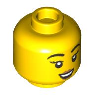 Lego Minifig Head, Happy Smile with Pink Lips / Light Blue Face Mask print / Yellow