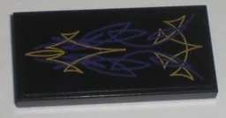 Tile 2 x 4 with Purple and Gold Geometric Lines Pattern (Sticker) - Set 5984