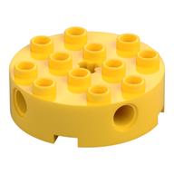 Lego Brick Round 4 x 4 with 4 Side Pin Holes and Center Axle Hole / Yellow