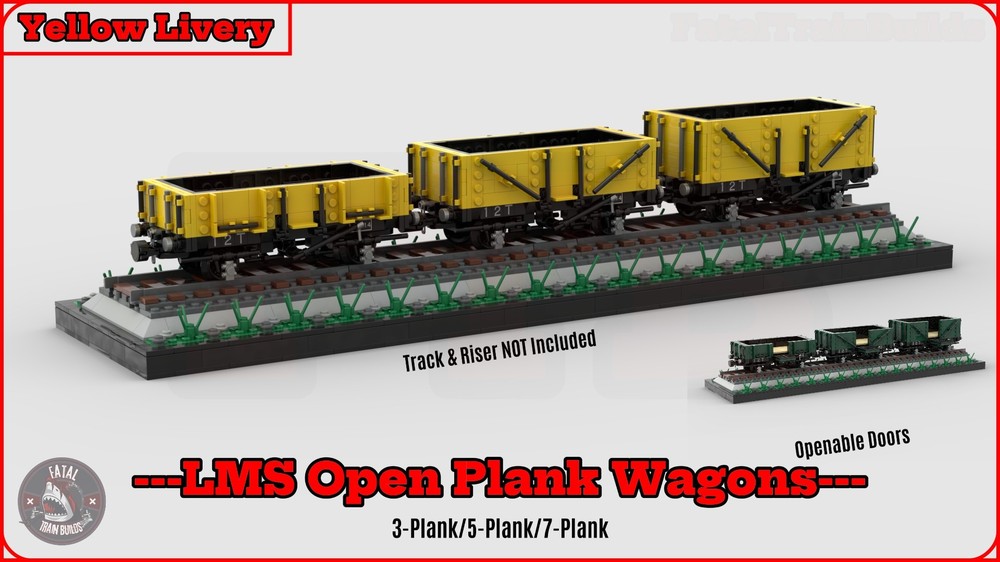 Lego (Yellow) LMS Open Plank Wagons (8w)