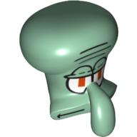 Lego Minifig Head Special, Squidward Print / Sand Green