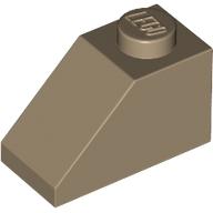 Lego Brick Sloped 45° 2 x 1 with Bottom Pin / Dark Tan