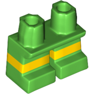 Lego Legs Short with Yellow Stripe Pattern [Multi Color Injection] / Bright Green
