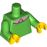 Lego Torso Crew Neck Sweater with Bright Pink Collar Print, Bright Green Arms, Yellow Hands / Bright Green