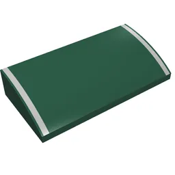 Brick Curved 2 x 4 x 2/3 No Studs with 2 Gold Stripes Print / Dark Green