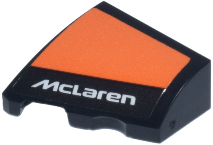 Lego Wedge 2 x 2 x 2/3 Left with White 'McLaren' Logo and Orange Panel Pattern (Sticker) - Set 77251
