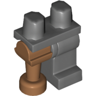 Lego Left Leg, Medium Nougat Pirate Peg Leg, and Dark Bluish Gray Hips / Dark Bluish Gray