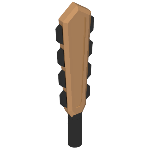 Lego Weapon Club / Sword, Macuahuitl, with Black Handle and Blades Print / Medium Nougat