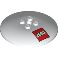 Lego Dish 6 x 6 Inverted (Radar) with Solid Studs and LEGO Logo Print / White
