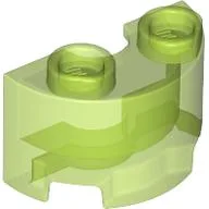Brick Round, Half 1 x 2 / Trans-Bright Green