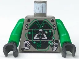 Torso Space Insectoids Silver Logo on Black Panels, 2 Silver Panels Pattern / Green Arms / Black Hands