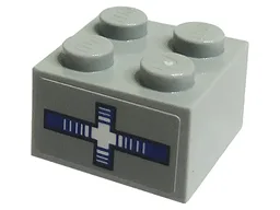 Brick 2 x 2 with Blue and White Cross / Droid Scanner Pattern (Sticker) - Set 75290