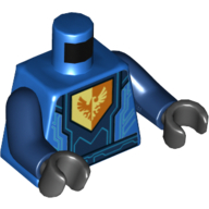 Lego Torso Armor with Blue Circuitry, Dark Blue Center Panel, Falcon Symbol on Pentagonal Shield Print, Dark Blue Arms, Black Hands / Blue