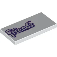 Tile 2 x 4 with Lego Friends Logo Print / White