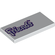 Lego Tile 2 x 4 with Lego Friends Logo Print / White