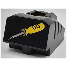 Duplo Toolo MyBot Engine Program Brick with Yellow Screwdriver Print / Black