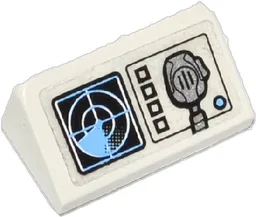 Slope 30 1 x 2 x 2/3 with Radar Screen, 4 Square Buttons, Medium Blue Circle and Radio Pattern (Sticker) - Set 60036