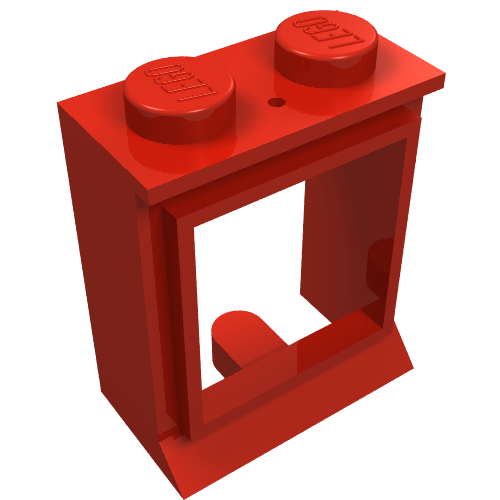 Lego Window 1 x 2 x 2 Classic, Extended Lip, Solid Studs [no Glass] / Red