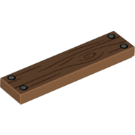 Lego Tile 1 x 4 with Wooden Board, Nails print / Medium Nougat