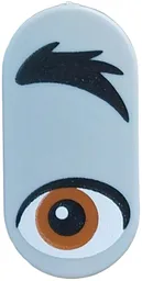 Tile, Round 1 x 2 Oval with Black Eyebrow, Dark Orange Eye Pattern Model Left Side (Donkey)