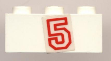 Lego Brick 1 x 3 with Red Number 5 Pattern (Sticker) - Set 6440
