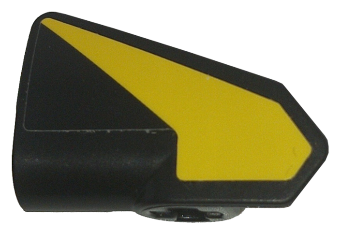 Lego Technic, Panel Fairing # 7 Very Small Smooth Short, Side A with Yellow Tapered Stripe Pattern (Sticker) - Set 42151