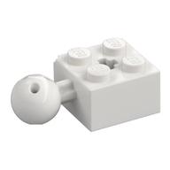 Lego Technic Brick Special 2 x 2 with Ball and Axle Hole, with 6 Holes in Ball / White