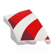 Brick Wedged, Curved 3 x 2 with Stud Notch Right with Red/Dark Red Waving Flag Stripes Print