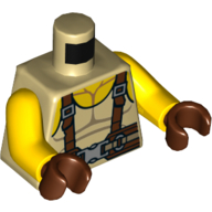 Lego Torso Tank Top, Reddish Brown Straps, Buckle Print, Yellow Arms, Reddish Brown Hands / Tan