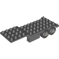 Duplo Trailer, Four Rear Wheels, Elevated Front End, 4 x 12 Studs with Gate Hinge / Dark Bluish Gray