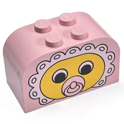 Brick Curved 2 x 4 x 2 Double with Baby Face Pacifier Print / Light Pink