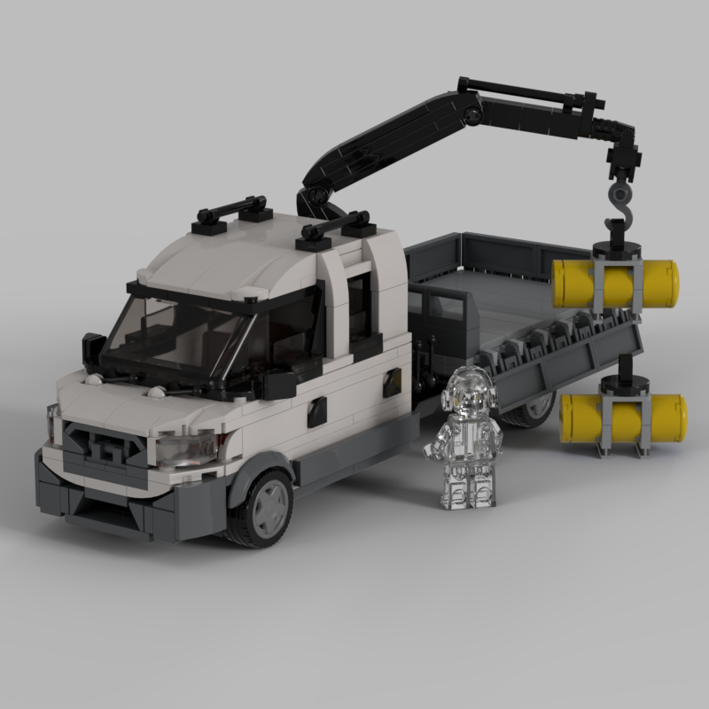 Lego 2020 Ford Transit flatbed with crane