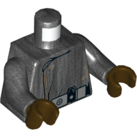Lego Torso Jacket with Brown Trim and Tan Stains Print (Imperial Officer), Pearl Titanium Arms, Dark Brown Hands / Pearl Titanium